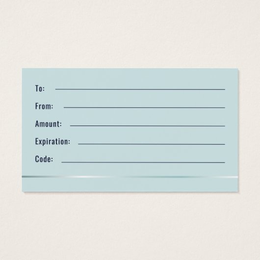 Carte cadeau Simple Elegant Blue Bokeh (Dos)