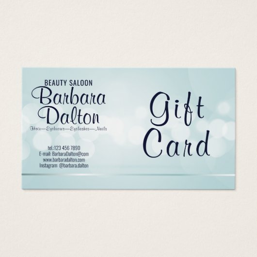 Carte cadeau Simple Elegant Blue Bokeh (Devant)