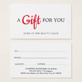 Carte cadeau Simple Elegant White Red Beauty (Devant & derrière)