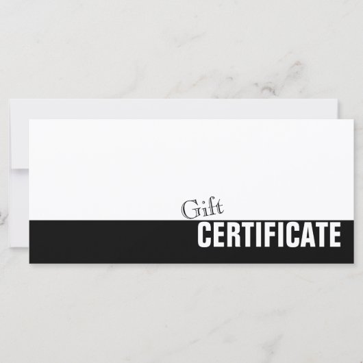Carte cadeau simple en noir et blanc (Devant)