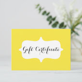 Carte cadeau simple pour entreprise jaune (Debout devant)