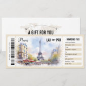 Carte Cadeau Surprise Paris Boarding Pass Inv (Devant / Derrière)