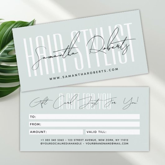 carte cadeau typographie script coiffeur moderne