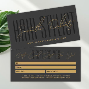carte cadeau typographie script coiffeur moderne