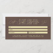 carte cadeau typographie script coiffeur moderne (Dos)