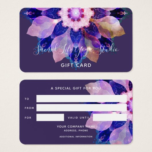 Carte cadeau Unity Mandala (Devant & derrière)