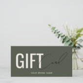 Carte cadeau vert olive moderne avec logo professi (Debout devant)