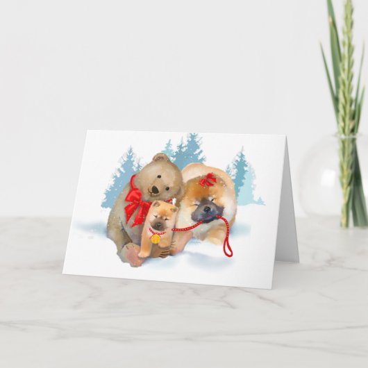 Carte CADEAUX AVEC UN OURS Chow & Teddybear PERSONNALISÉ (Devant)