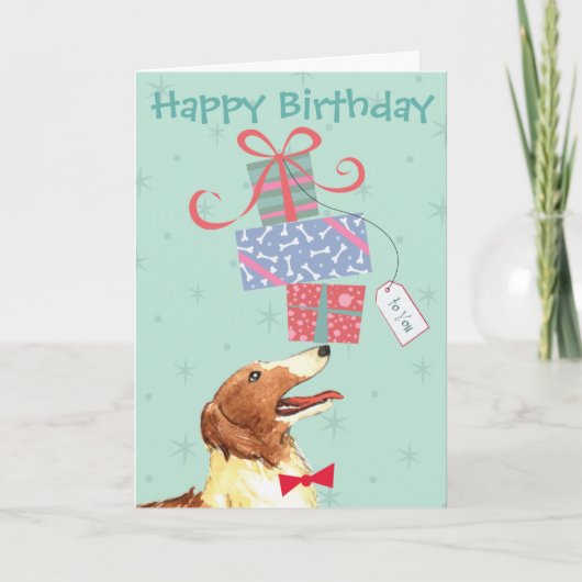 Carte Cadeaux d'anniversaire Borzoi (Devant)