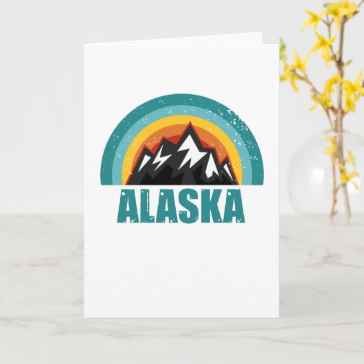 Carte Cadeaux de coucher de soleil rétro d'Alaska États  (Fleur jaune)