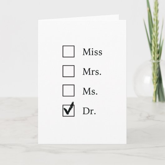 Carte Cadeaux de doctorat pour femmes (Devant)