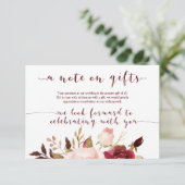 Carte Cadeaux de Mariage Floral Bourgogne (Debout devant)