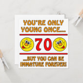 Carte Cadeaux de sac de 70e anniversaire immatures (Devant/Arrière en situation)