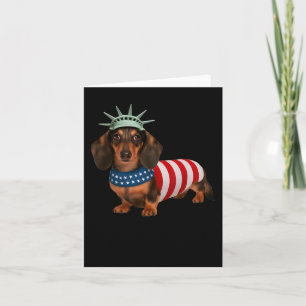 Carte Cadeaux de teckel chien 4 juillet drapeau américai
