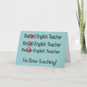 Carte Cadeaux d'enseignant anglais à la retraite