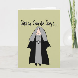 Carte Cadeaux drôles de religieuse catholique, "Sœur Gor