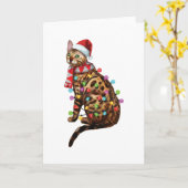 Carte Cadeaux drôles de vacances de Noël de chat Bengal  (Fleur jaune)