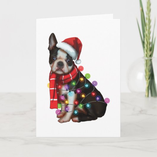 Carte Cadeaux drôles de vacances de Noël de chien de Bos (Devant)