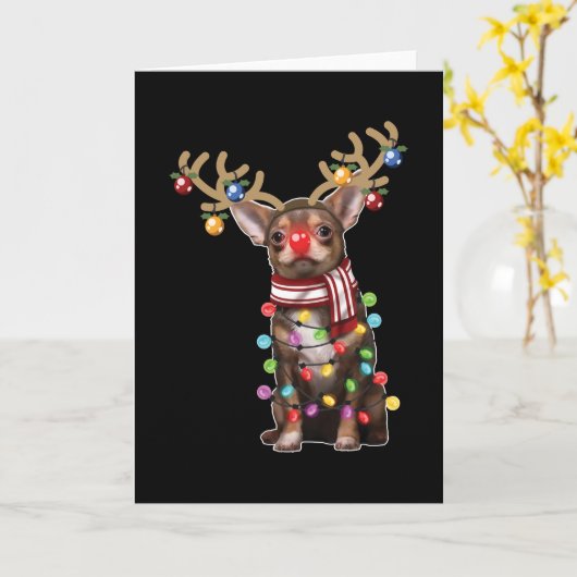 Carte Cadeaux drôles de vacances de Noël de chien de Chi (Fleur jaune)