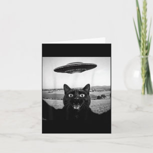 Carte Cadeaux drôles pour hommes Chat Noir Selfie Ufo Al