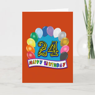 Carte Cadeaux du 24e anniversaire avec Ballons Assortis 