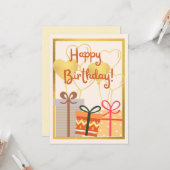 Carte Cadeaux Et Ballons Coeur D'Or À Anniversaire Plat (Devant/Arrière en situation)