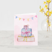 Carte Cadeaux pastel rose bleu (Fleur jaune)