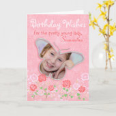 Carte Cadeaux photo de cadre rose papillon pour filles (Fleur jaune)