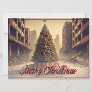 Carte Cadeaux sous un arbre dans un monde apocalyptique 