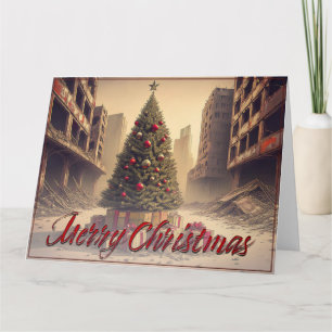Carte Cadeaux sous un arbre dans un monde apocalyptique 