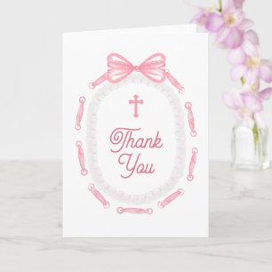 Carte Cadre à ruban rose Croix Sainte Remerciement relig