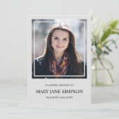 Carte Cadre Argent Simple En souvenir Funéraire Photo (Debout devant)