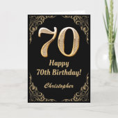 Carte Cadre avec paillettes noir et or pour 70e annivers (Devant)