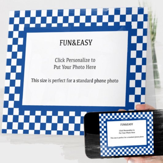 Carte Cadre bleu et blanc Ma photo