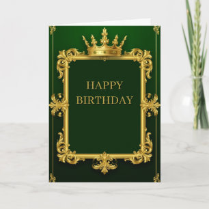 Carte Cadre Couronne Royale Dorée sur Fond Vert pour Évé