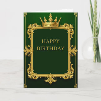 Carte Cadre Couronne Royale Dorée sur Fond Vert pour Évé