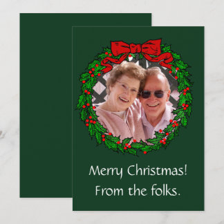 Carte Cadre de couronne de Noël Vintage et votre photo
