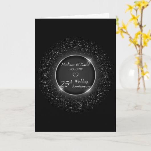 Carte cadre de luxe Silver Sparkling (Fleur jaune)