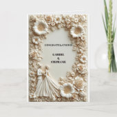 Carte Cadre de mariage floral en relief avec mariée et m (Devant)
