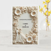Carte Cadre de mariage floral en relief avec mariée et m (Fleur jaune)