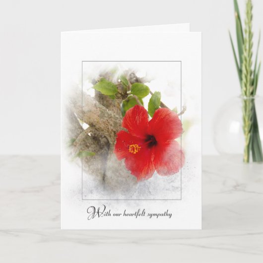 Carte cadre de sympathie de l'hibiscus rouge (Devant)