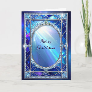 Carte Cadre de vacances ovale bleu décoratif