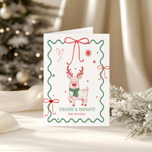 Carte Cadre dessiné à la main de renne mignon