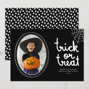 Carte Cadre Dessiné à la Main Trick Or Treat Halloween P