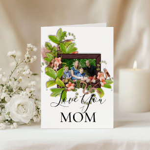 Carte Cadre d'image vert rose Fleurs Ajouter une photo
