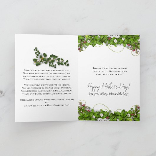 Carte Cadre d'image vert rose Fleurs Ajouter une photo (Intérieur)