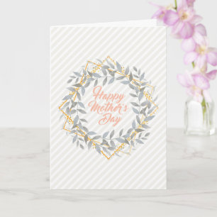 Carte Cadre doré et couronne de fleurs à l'aquarelle pou