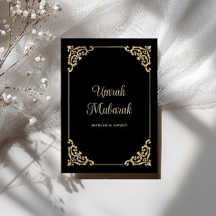 Carte Cadre Élégant Vintage Noir Félicitations Umrah Mub