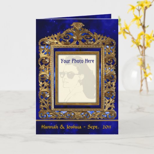 Carte Cadre en laiton fleuri (carte photo personnalisé) (Fleur jaune)