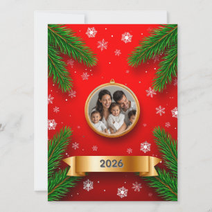 Carte ✨ Cadre festif personnalisé avec photo et pinède t